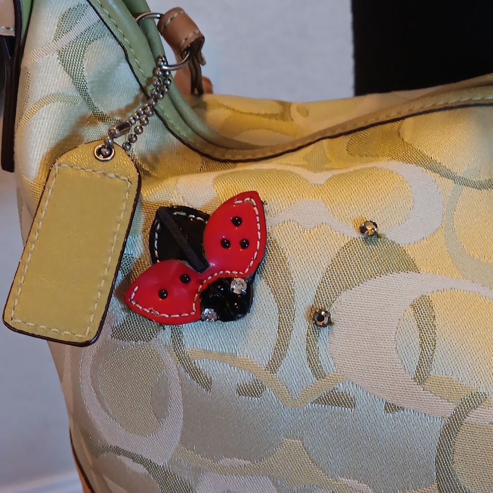 *Upcycled Coach Y2k Green Hobo With Coach Ladybugs 🐞 - Picture 4 of 17
